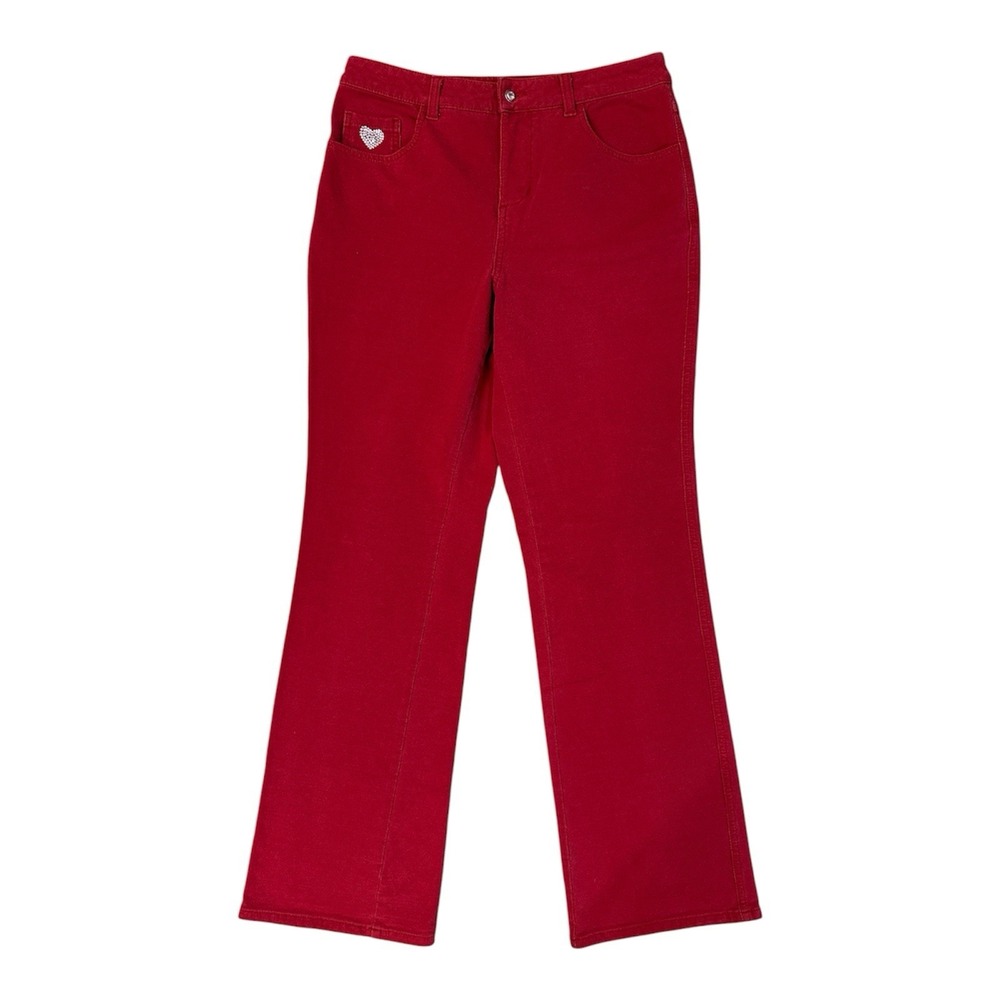 Dream Jeannes Quacker Factory Jeans Women Red Sz 6 Casual Comfort Rhinestone